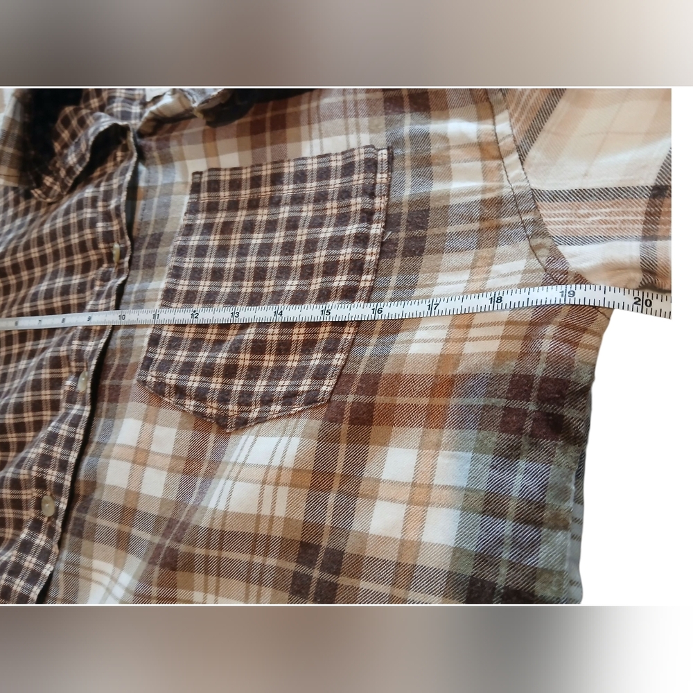 American Eagle Elbow Patch Plaid Patchwork Oversi… - image 8